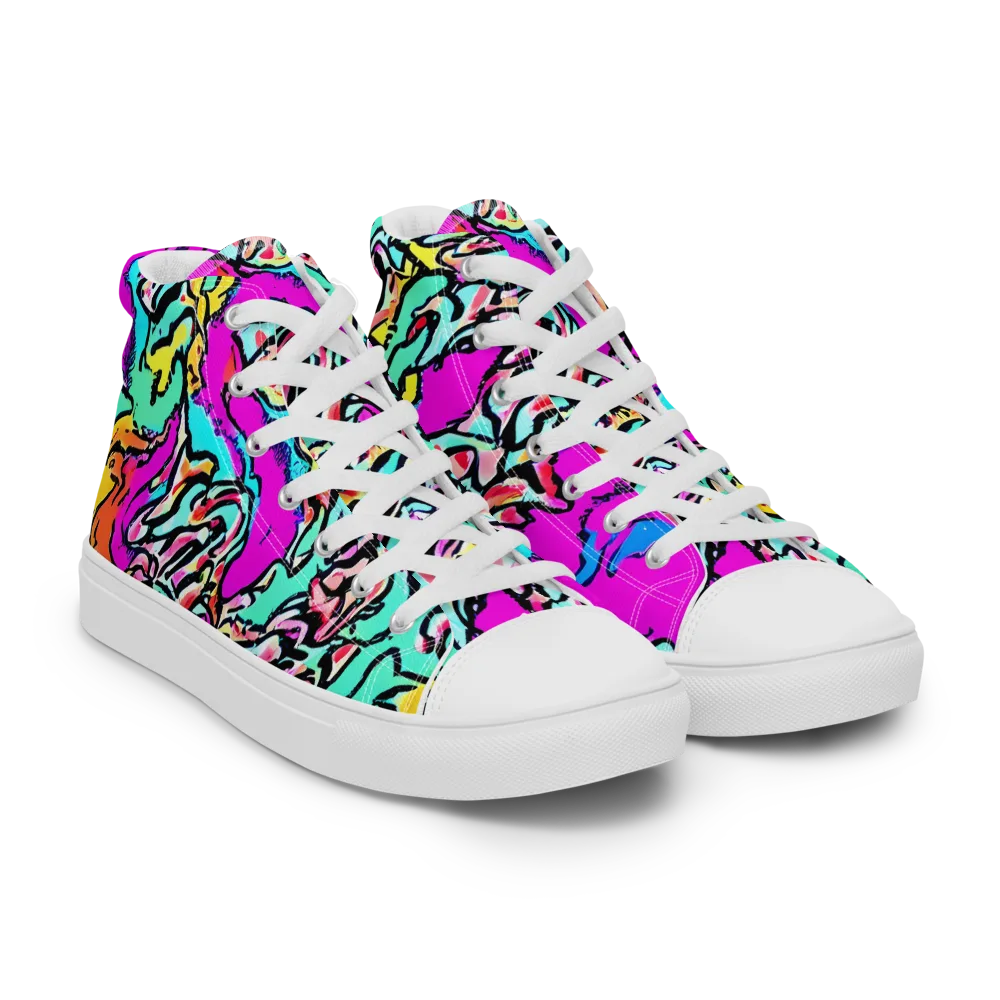 Radiant Disruption on Women's High Top Canvas Shoes — Right Front