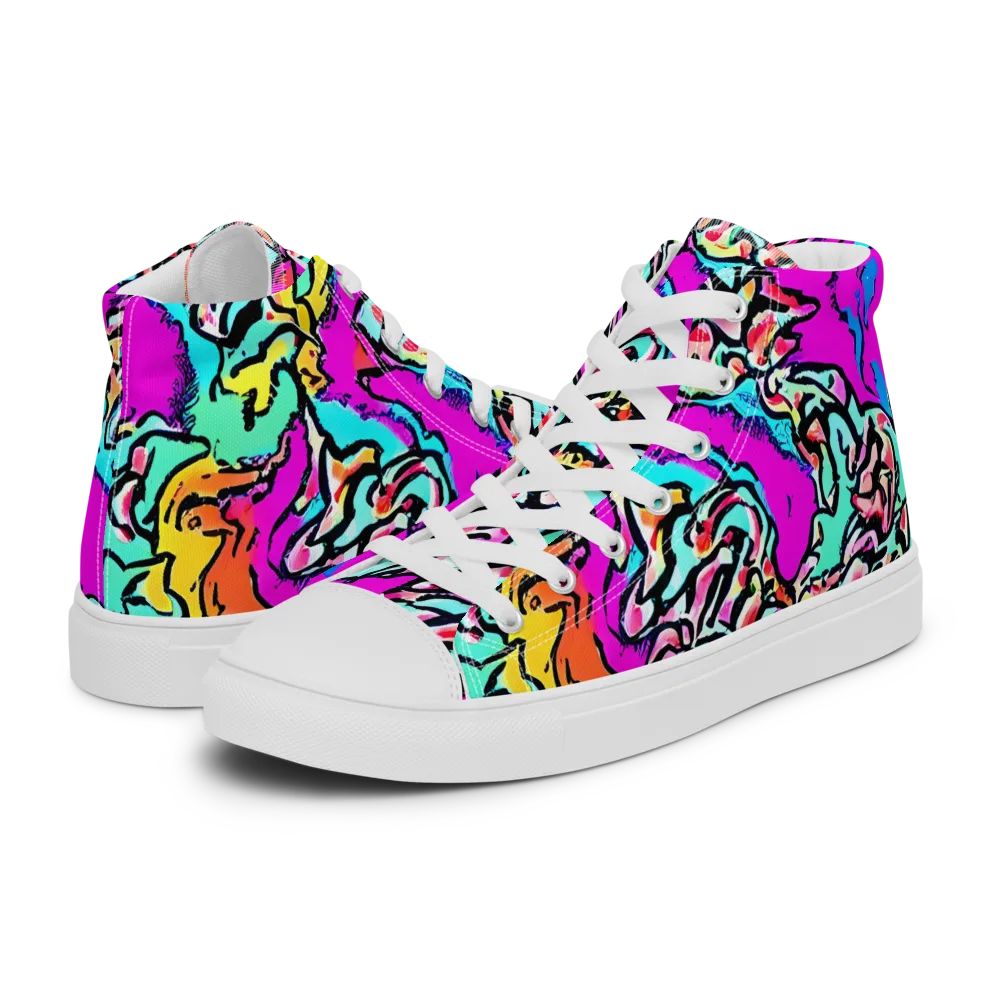 Radiant Disruption on Women's High Top Canvas Shoes — Left