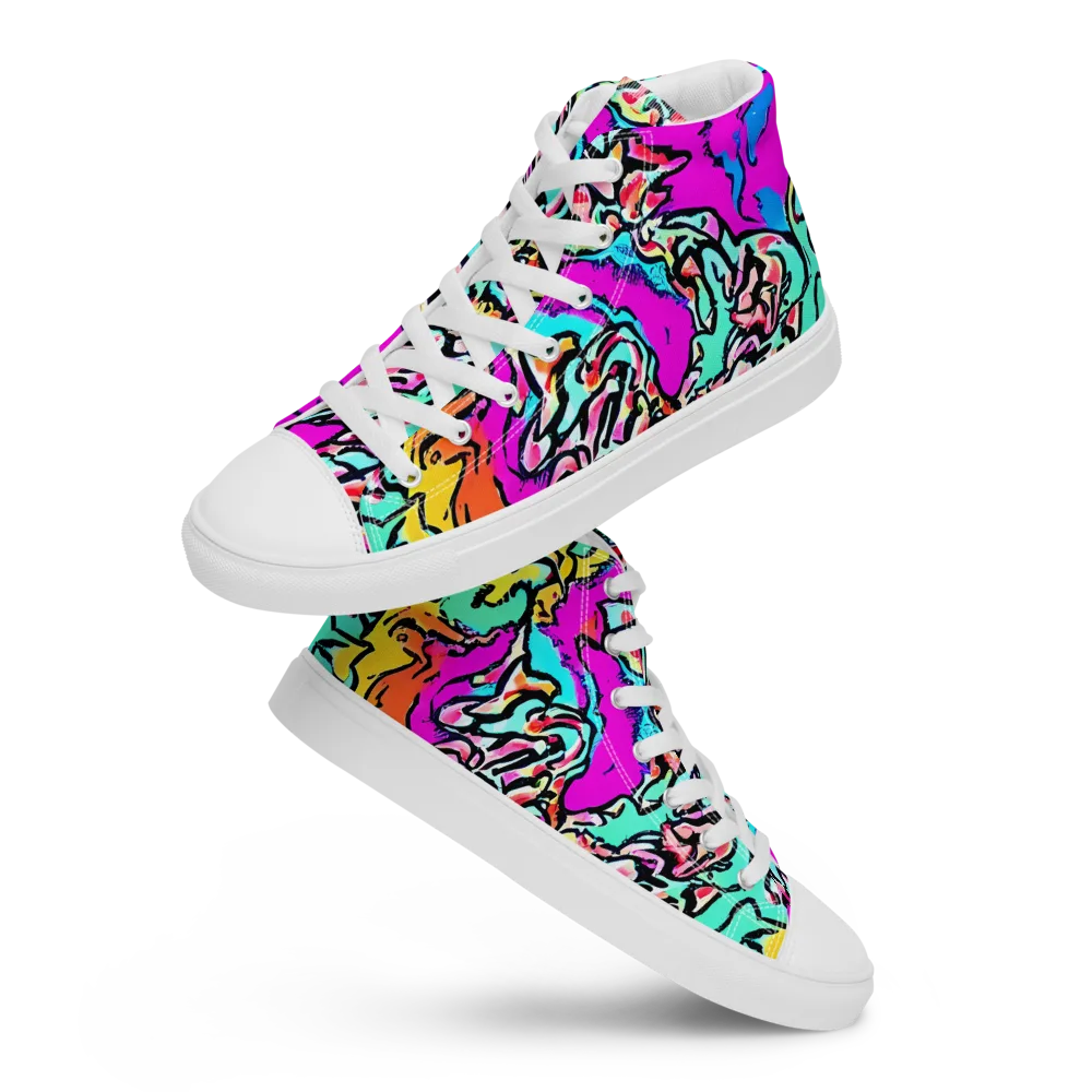 Radiant Disruption on Women's High Top Canvas Shoes — Front
