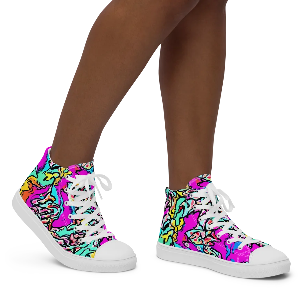 Radiant Disruption on Women's High Top Canvas Shoes — Right