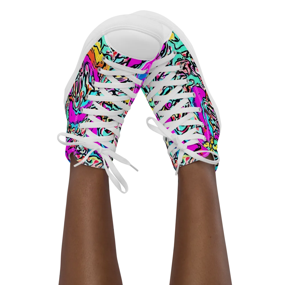 Radiant Disruption on Women's High Top Canvas Shoes — Front