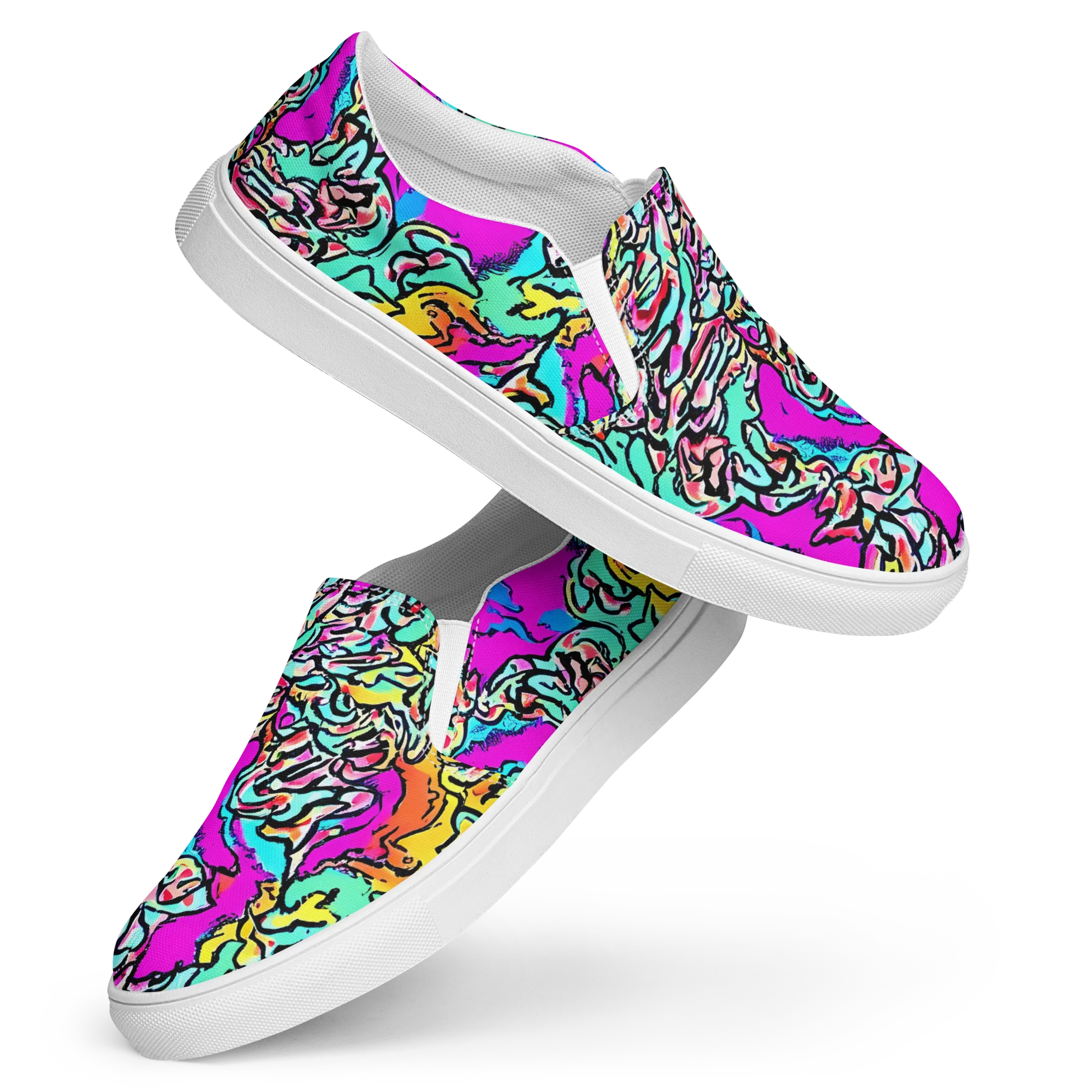 Radiant Disruption on Women's Slip-On Canvas Shoes — Front