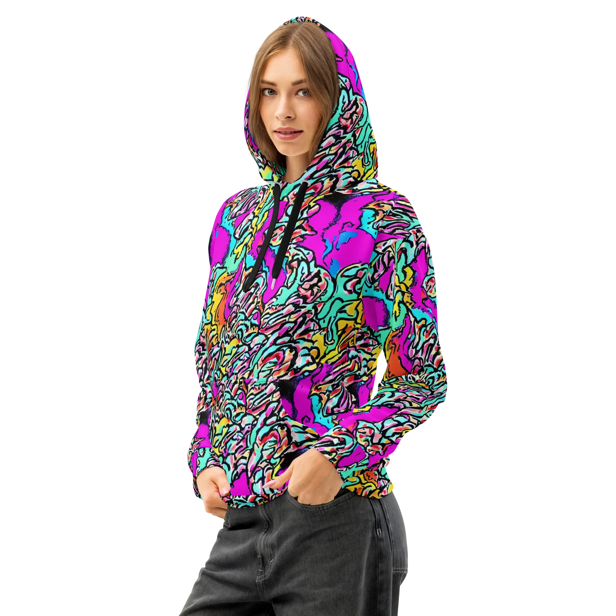 Radiant Disruption on Cotton Hoodie — Left Front