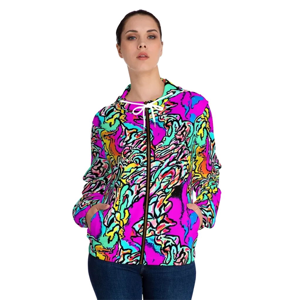 Radiant Disruption on Women's Full-Zip Hoodie — Front On Person