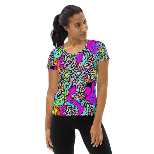 Radiant Disruption on a Women's Athletic T-Shirt