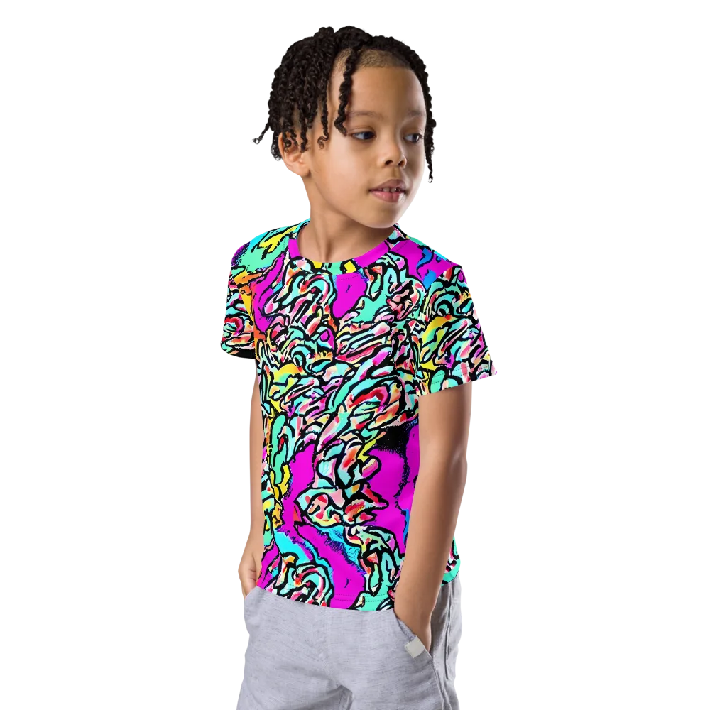 Radiant Disruption on Kids Crew Neck T-Shirt — Left Front