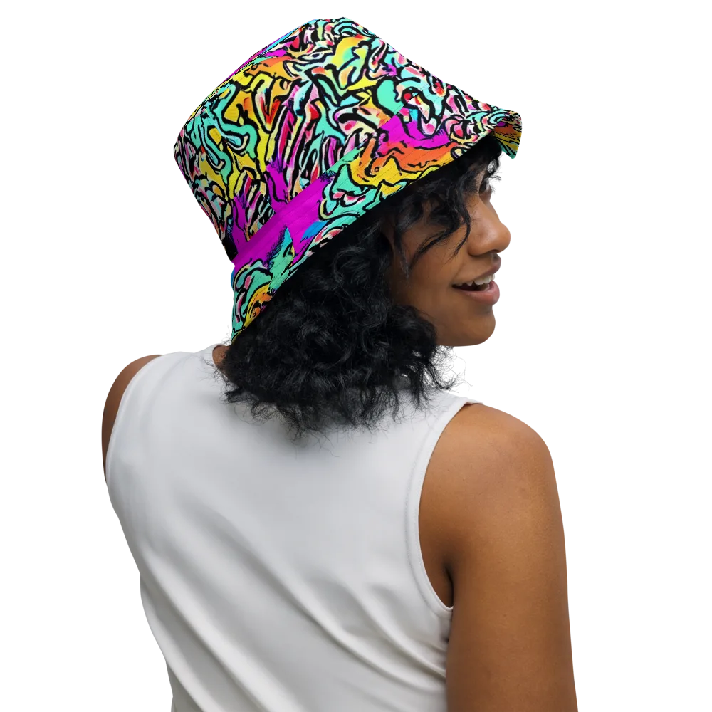 Radiant Disruption on Reversible Bucket Hat — Right Outside