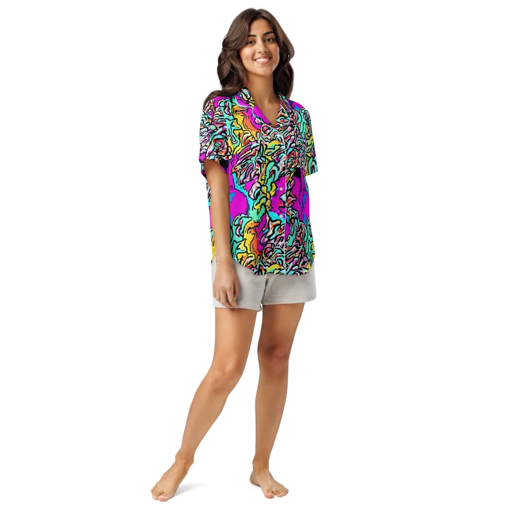 Radiant Disruption on Women's Short Sleeve Pajama Top — Front