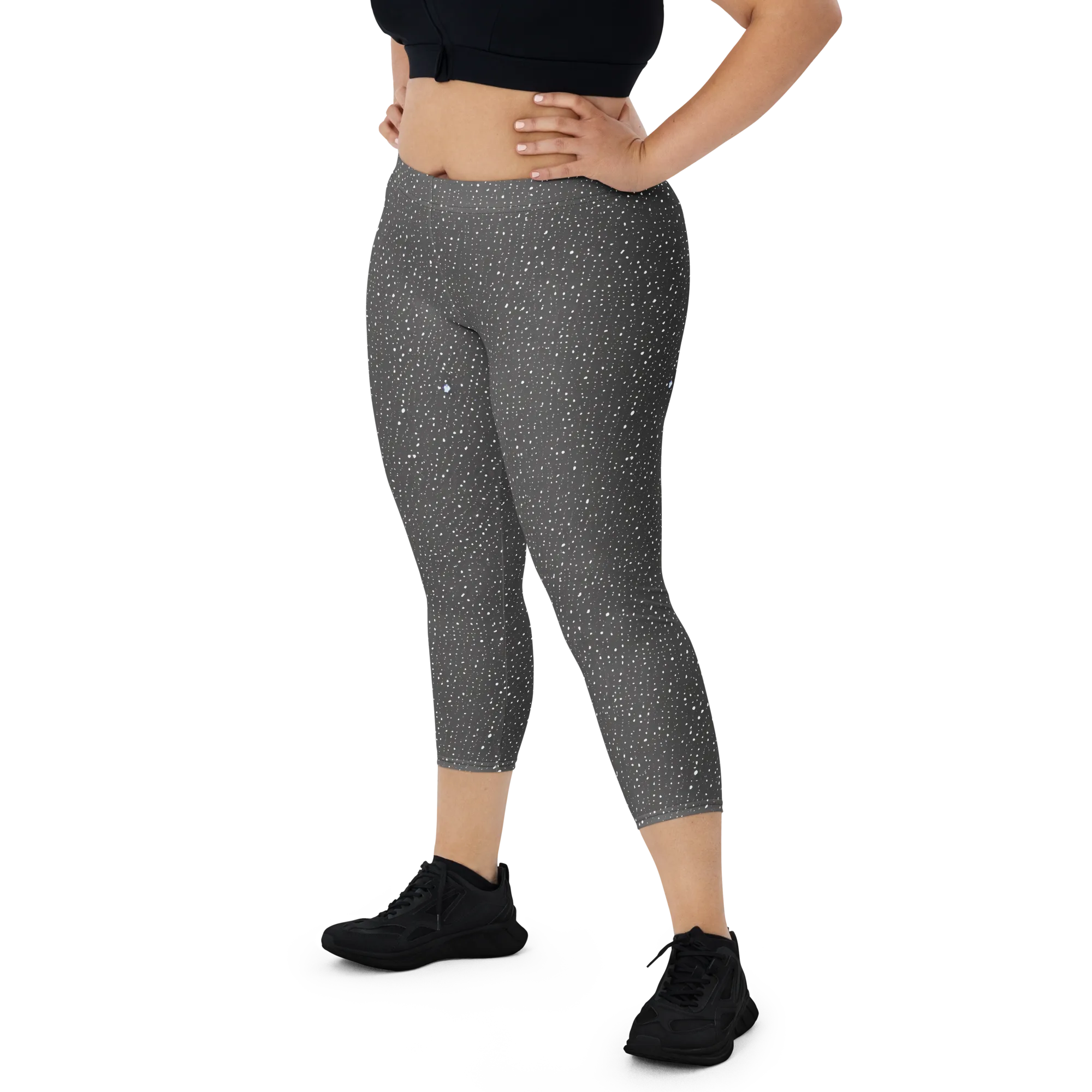 Midnight Stardust on Capri Leggings — Front