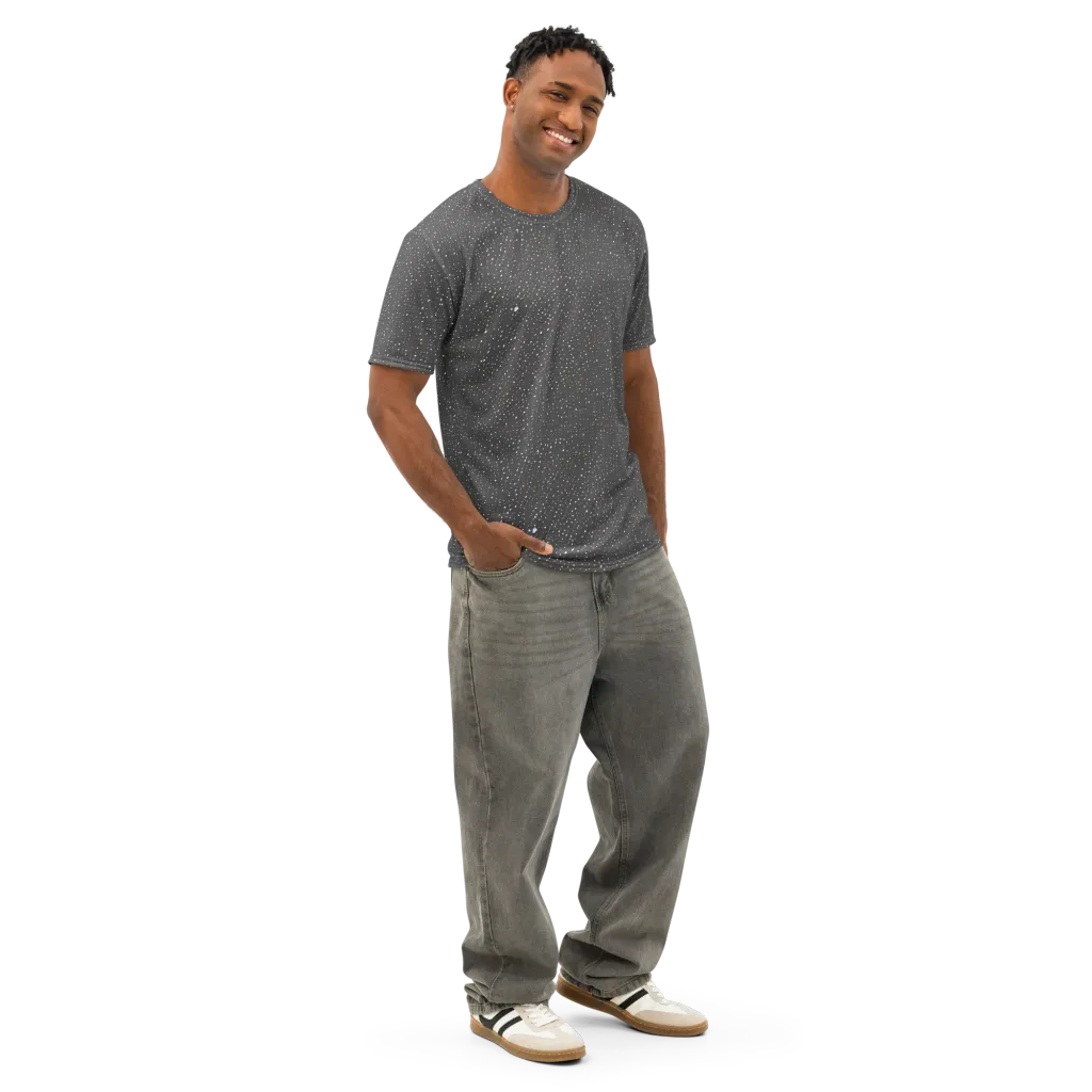 Midnight Stardust on Men's Cotton Crew Neck T-Shirt — Right Front