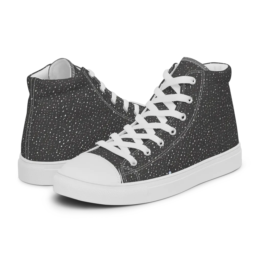 Midnight Stardust on Men's High Top Canvas Shoes — Left