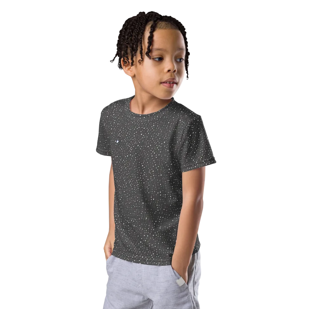 Midnight Stardust on Kids Crew Neck T-Shirt — Left Front