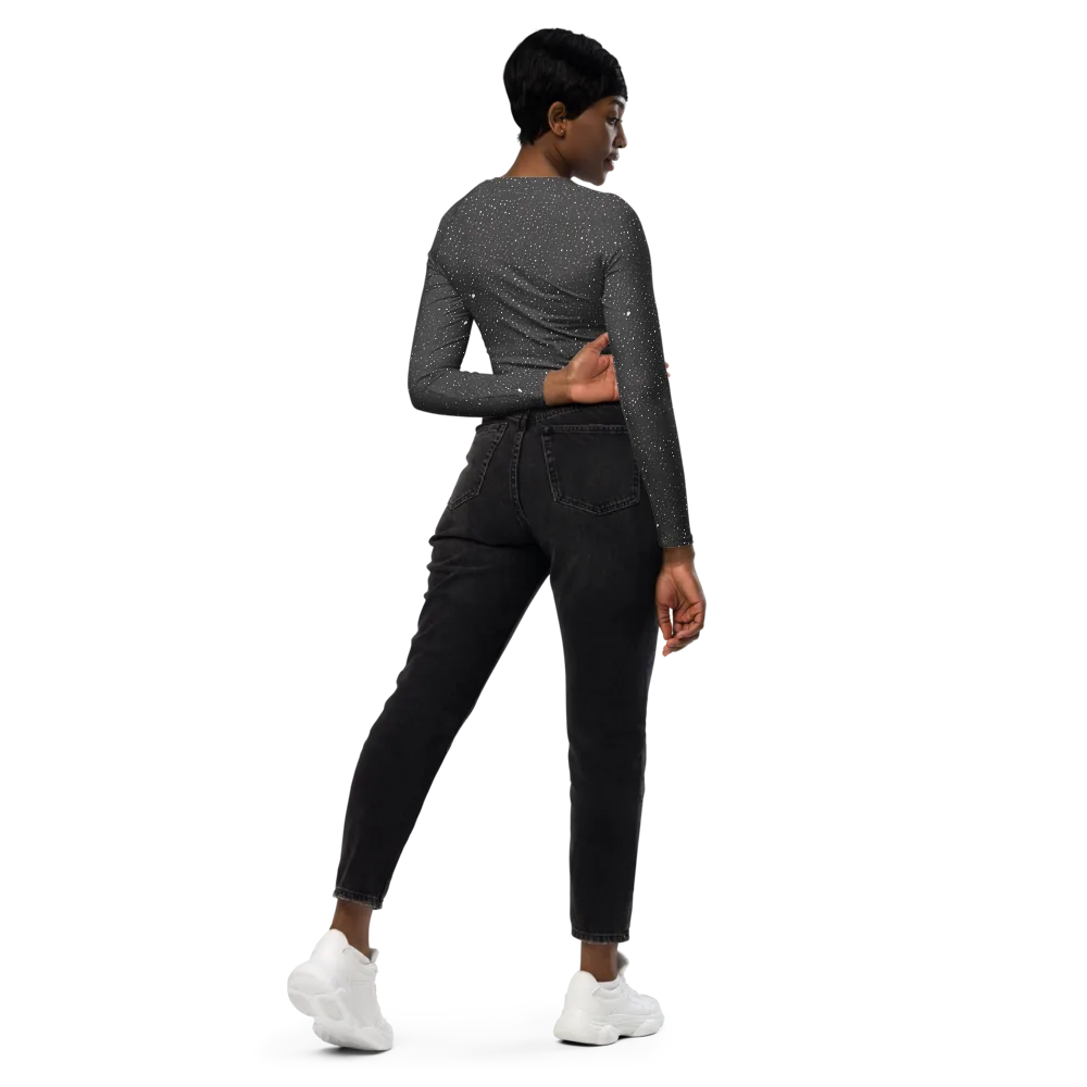 Midnight Stardust on Long Sleeve Crop Top — Right Back