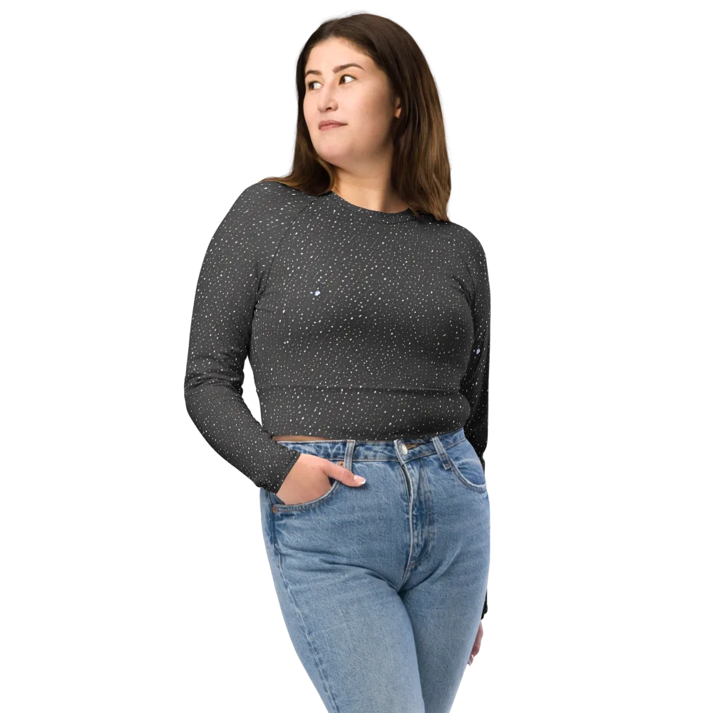 Midnight Stardust on Long Sleeve Crop Top — Front
