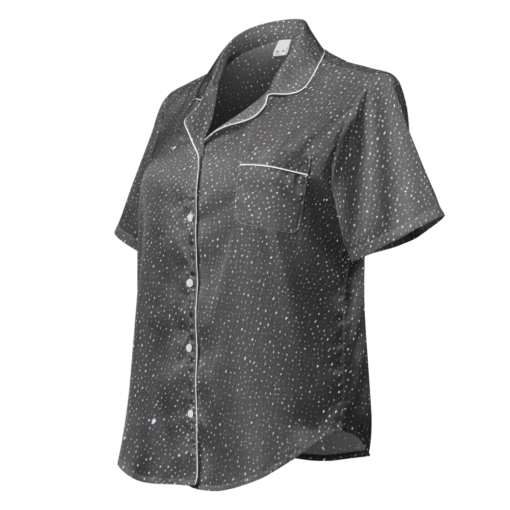 Midnight Stardust on Women's Short Sleeve Pajama Top — Left Front