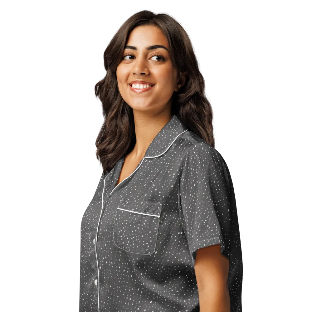 Midnight Stardust on Women's Short Sleeve Pajama Top — Left Front