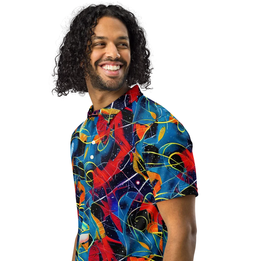Astral Shatter on Men's Slim Fit Polo Shirt — Left Front