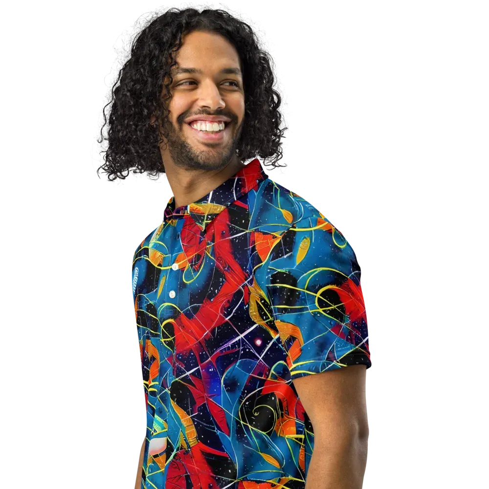Astral Shatter on Men's Slim Fit Polo Shirt — Left Front