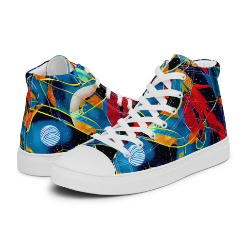 Astral Shatter on a Men's High Top Canvas Shoes