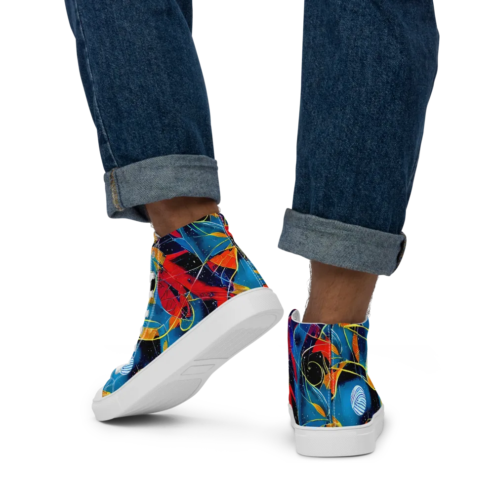 Astral Shatter on Men's High Top Canvas Shoes — Back