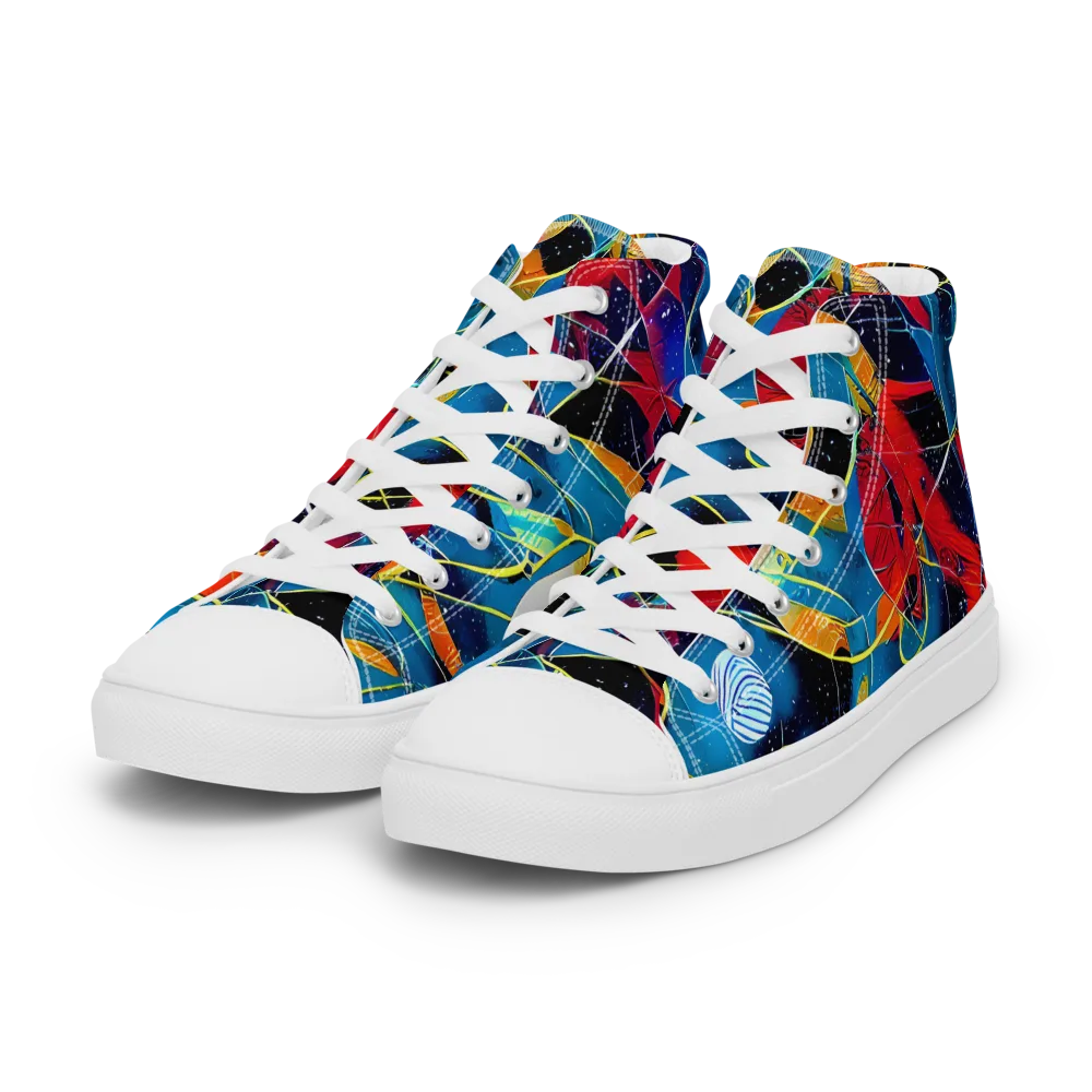 Astral Shatter on Women's High Top Canvas Shoes — Left Front