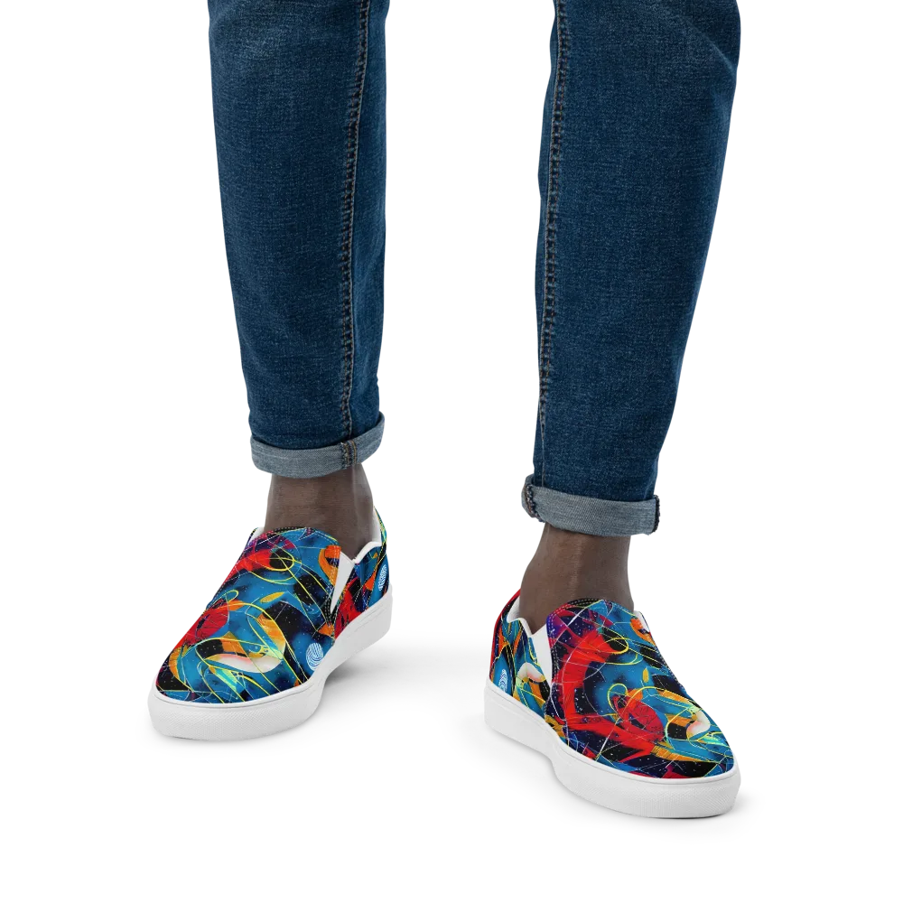 Astral Shatter on Men's Slip-On Canvas Shoes — Front