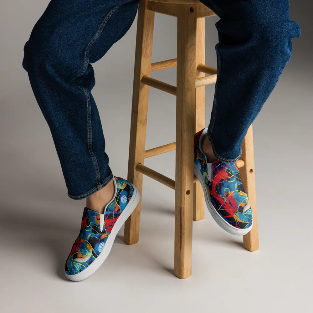 Astral Shatter on Men's Slip-On Canvas Shoes — Front