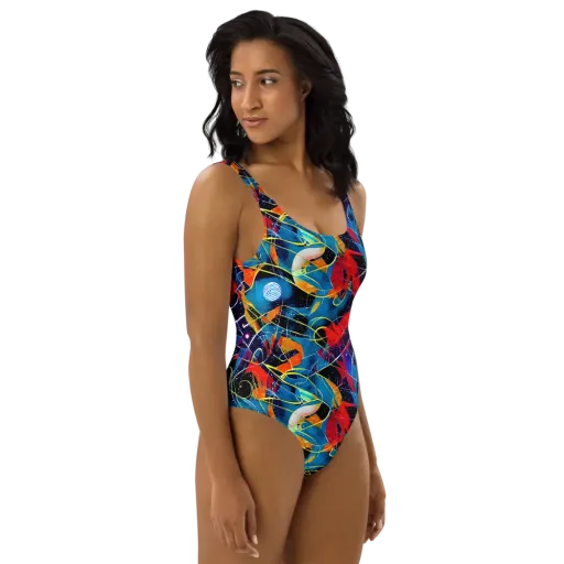 Astral Shatter on a One-Piece Swimsuit