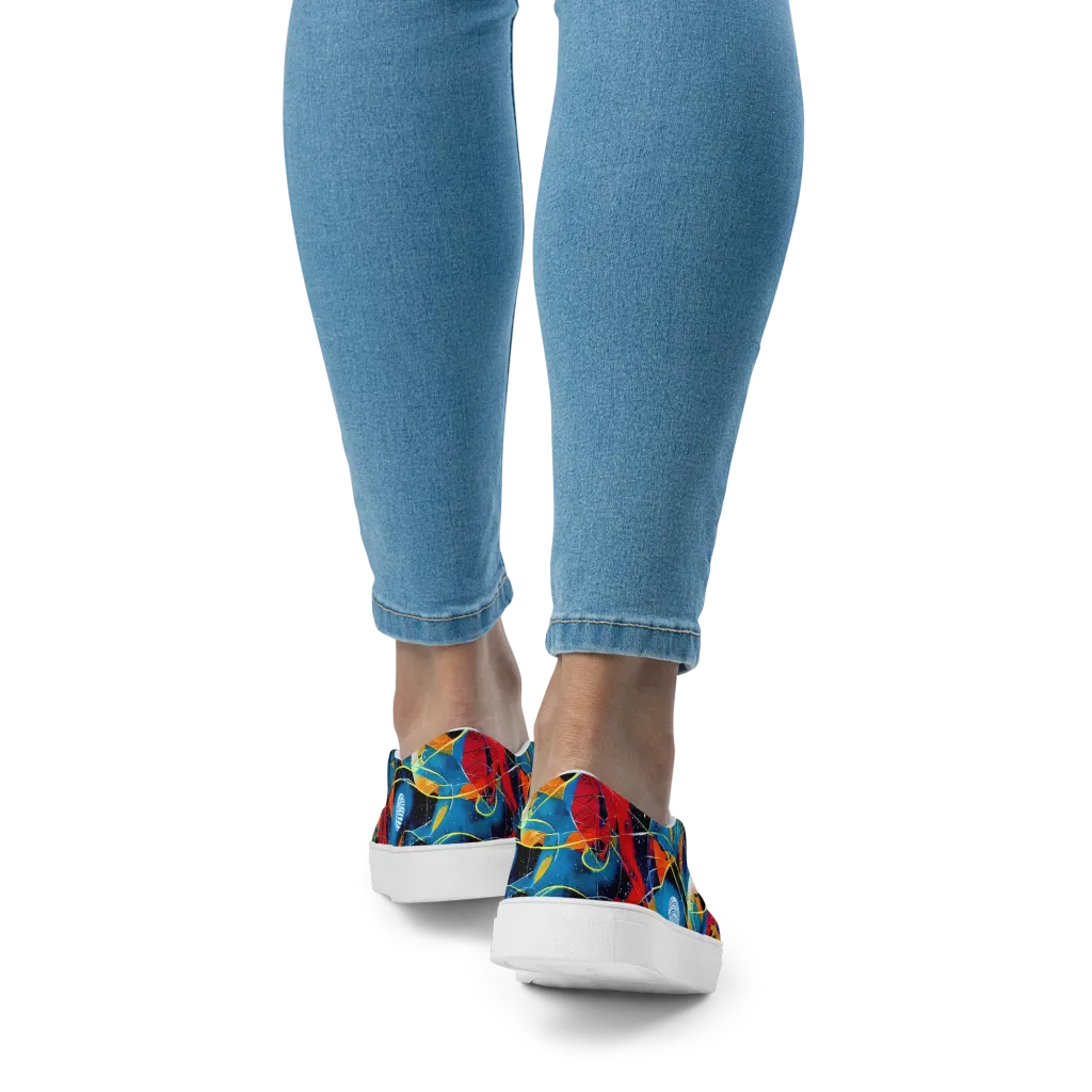 Astral Shatter on Women's Slip-On Canvas Shoes — Back