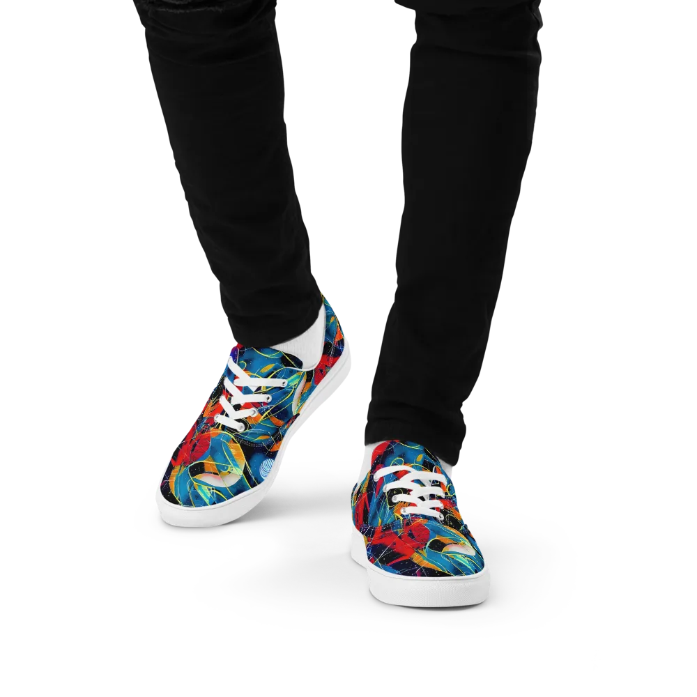 Astral Shatter on Men's Lace-Up Canvas Shoes — Front