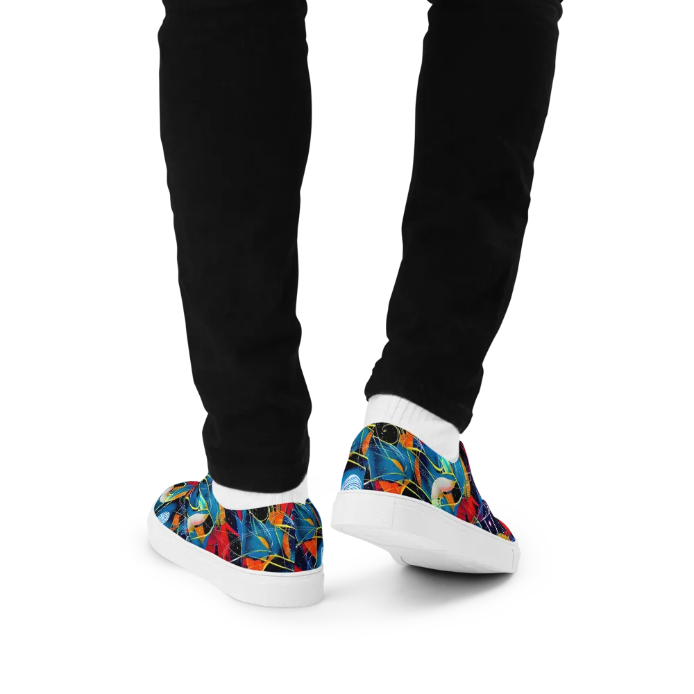 Astral Shatter on Men's Lace-Up Canvas Shoes — Back