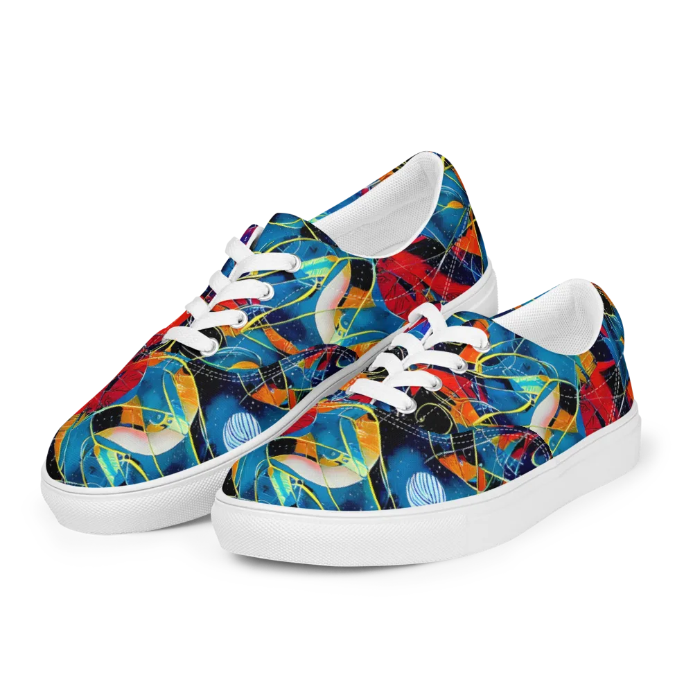 Astral Shatter on Men's Lace-Up Canvas Shoes — Left Front