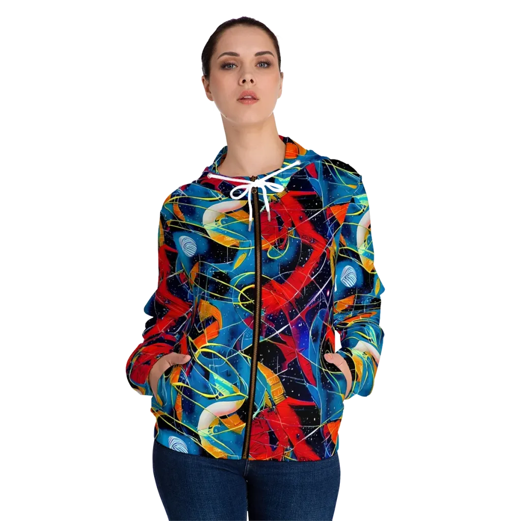 Astral Shatter on Women's Full-Zip Hoodie — Front On Person