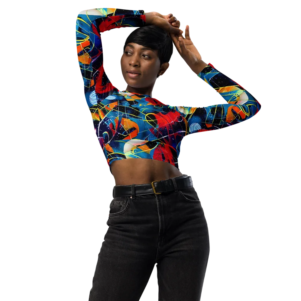 Astral Shatter on Long Sleeve Crop Top — Front