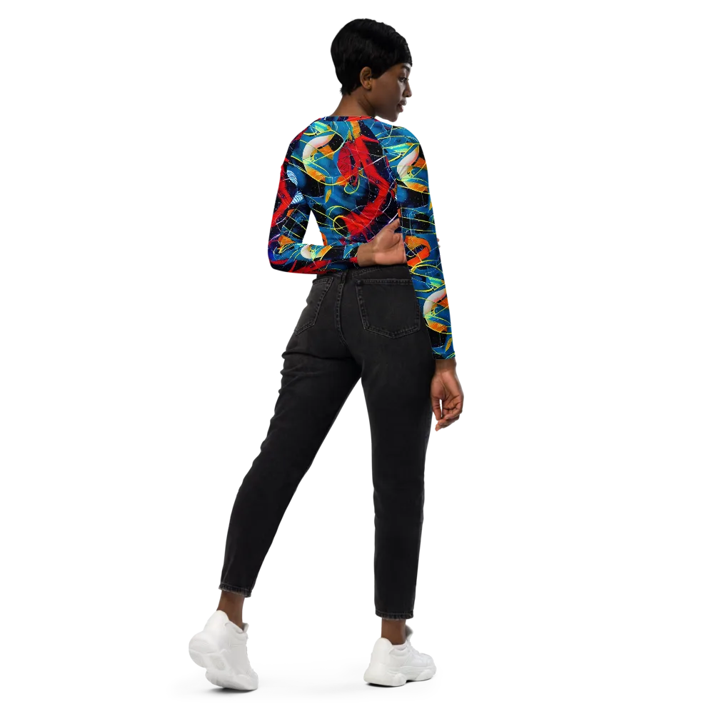 Astral Shatter on Long Sleeve Crop Top — Right Back