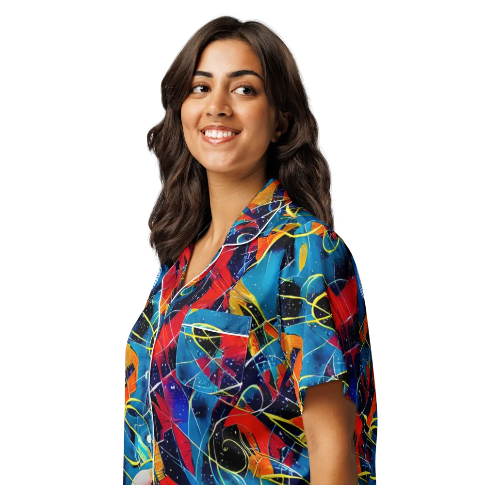 Astral Shatter on Women's Short Sleeve Pajama Top — Left Front