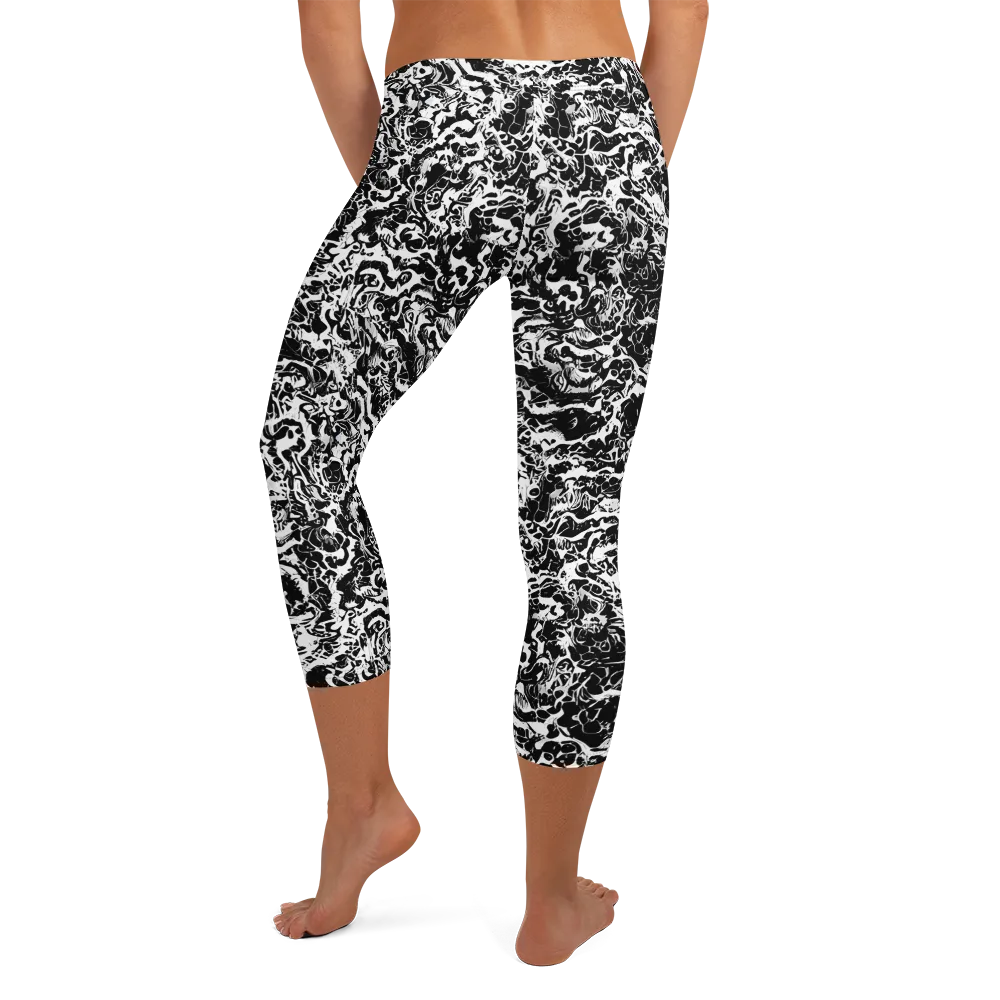 Midnight Static on Capri Leggings — Back