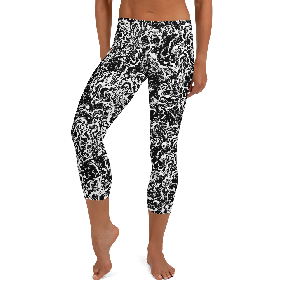 Midnight Static on Capri Leggings — Front