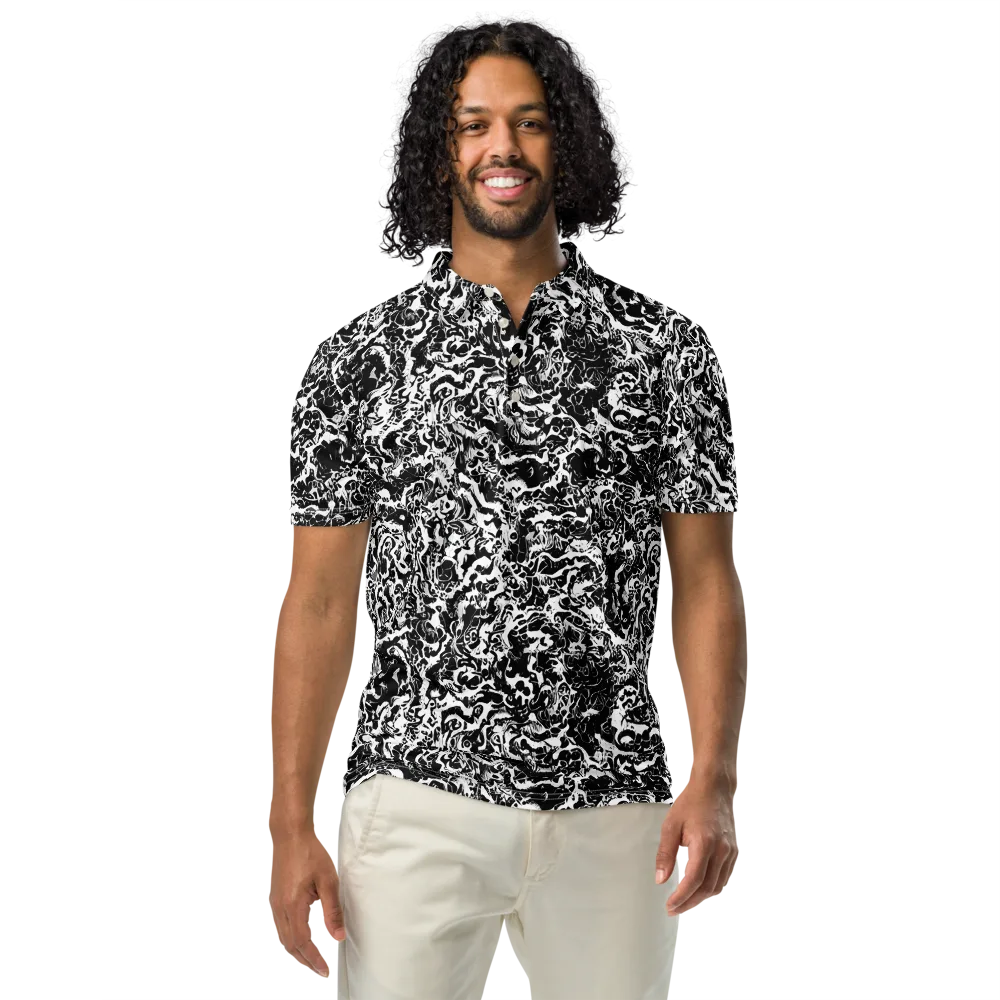 Midnight Static on Men's Slim Fit Polo Shirt — Front