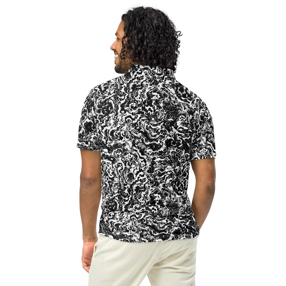 Midnight Static on Men's Slim Fit Polo Shirt — Back