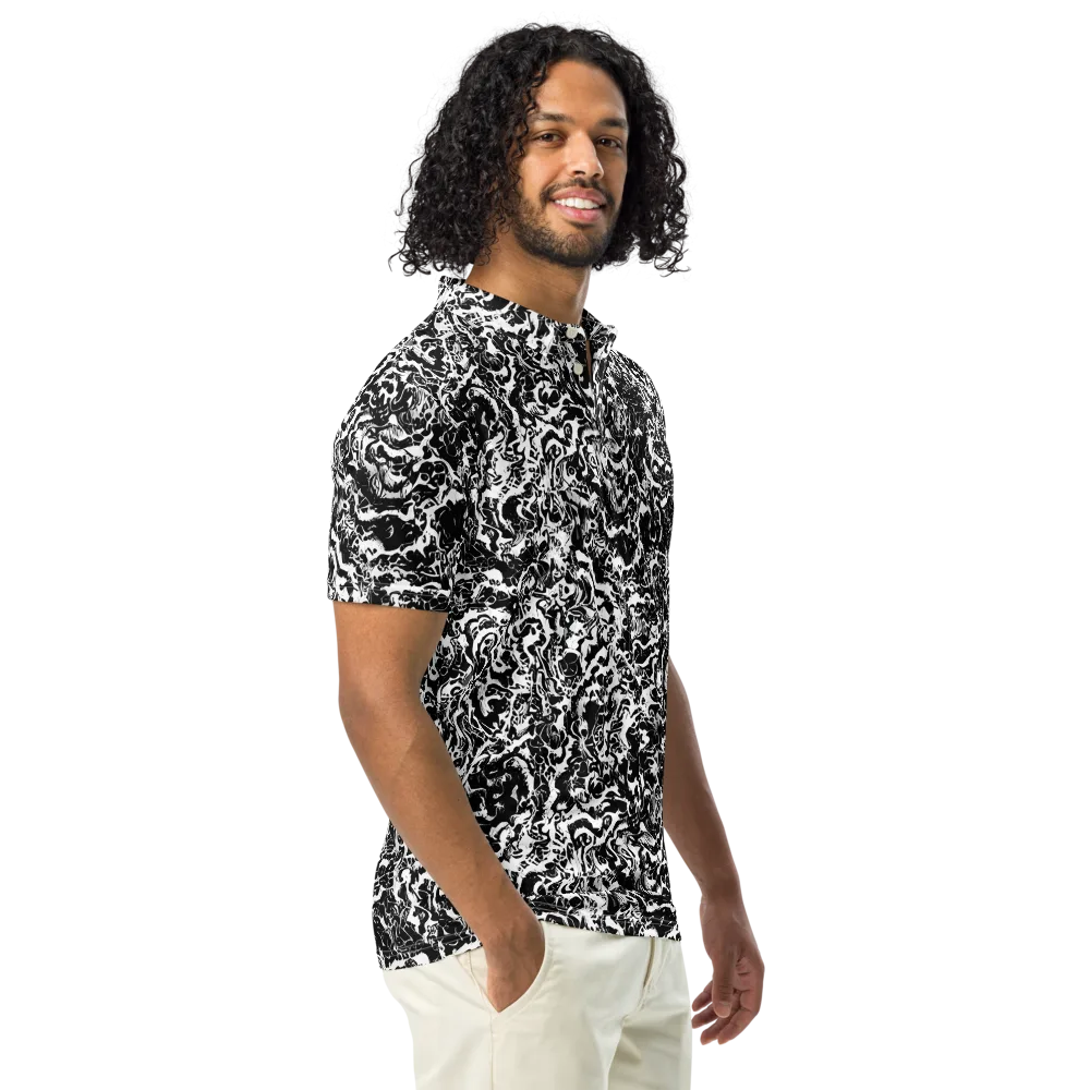 Midnight Static on Men's Slim Fit Polo Shirt — Right Front
