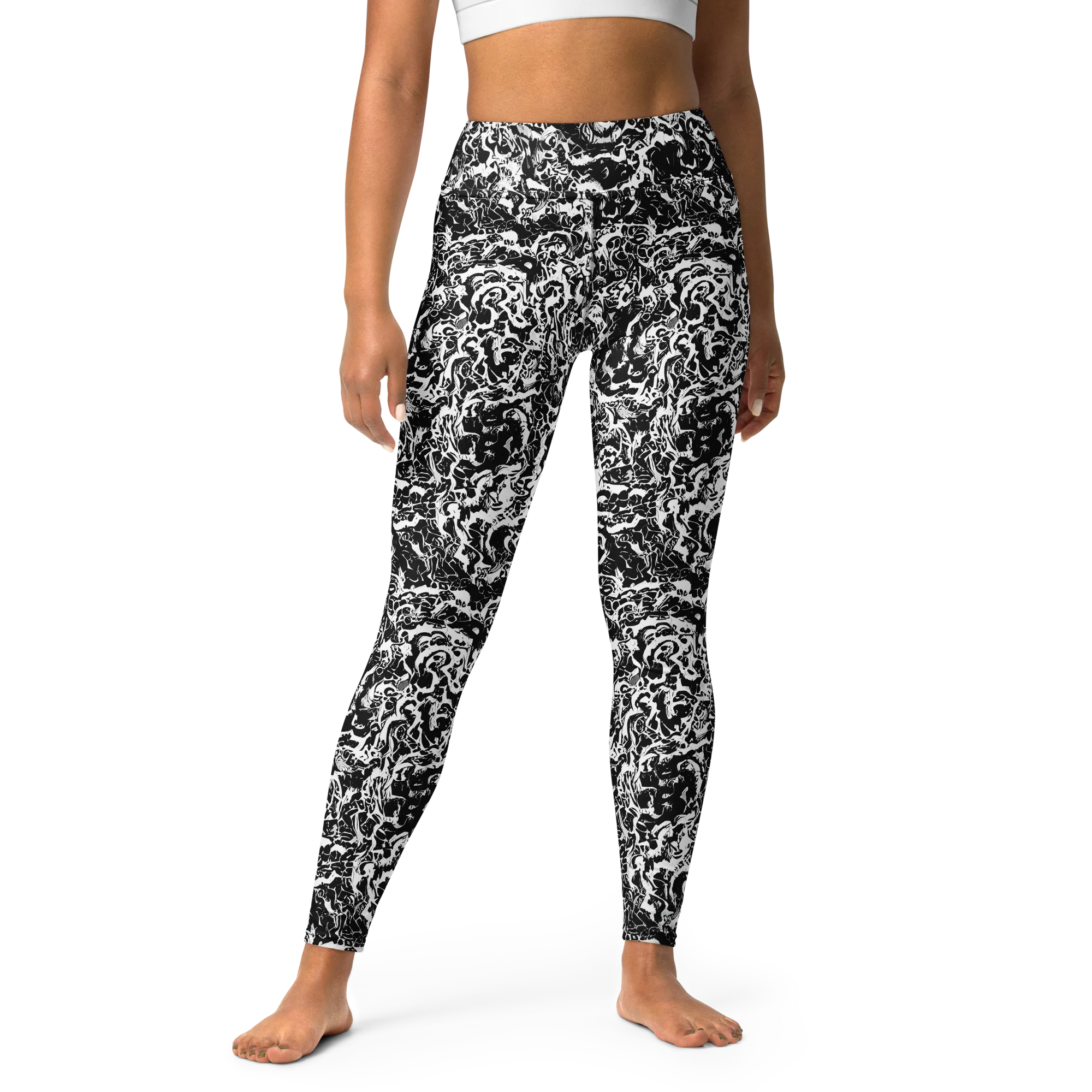 Midnight Static on Yoga Leggings — Front