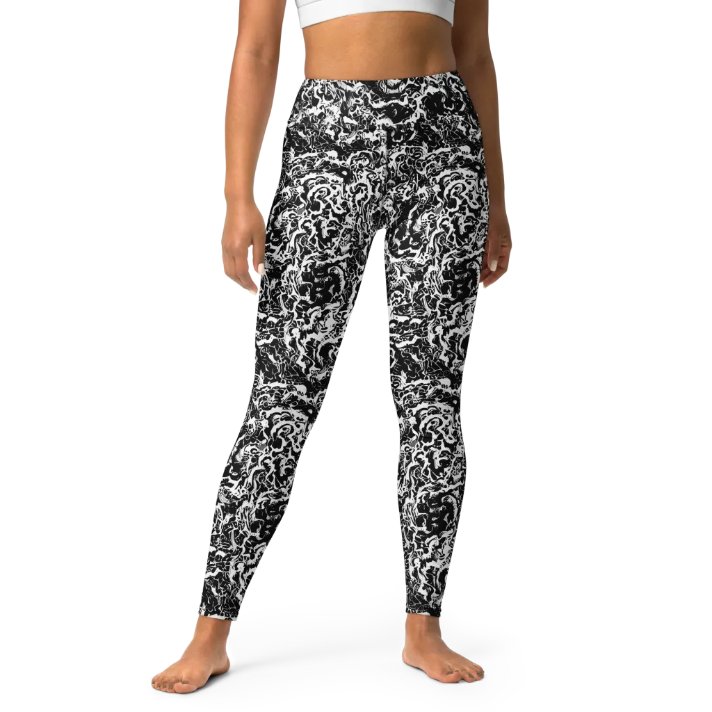 Midnight Static on Yoga Leggings — Front
