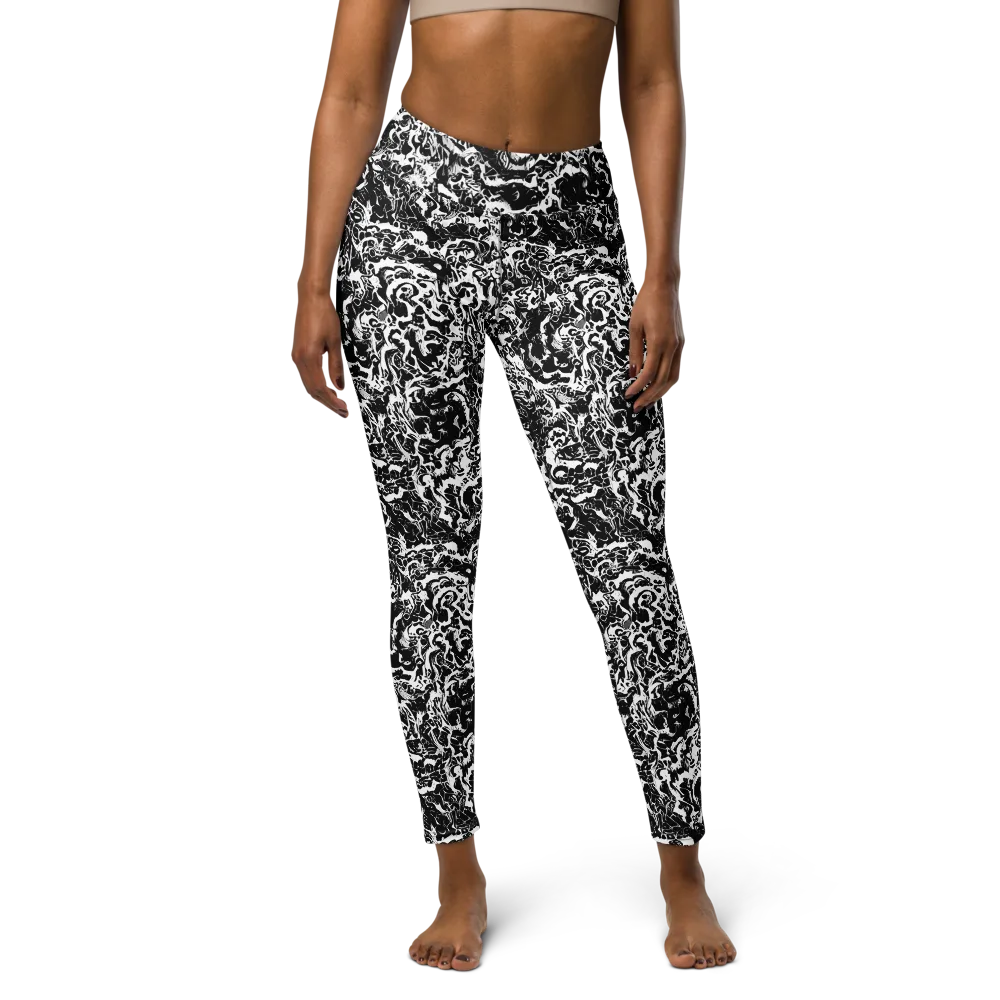 Midnight Static on Yoga Leggings — Front