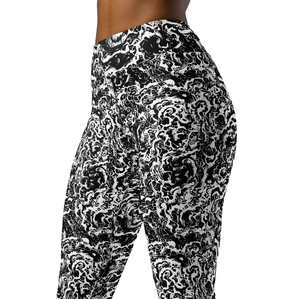 Midnight Static on Yoga Leggings — Left Front