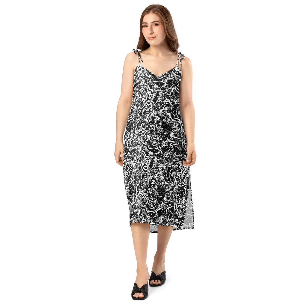 Midnight Static on Slip Dress — Front