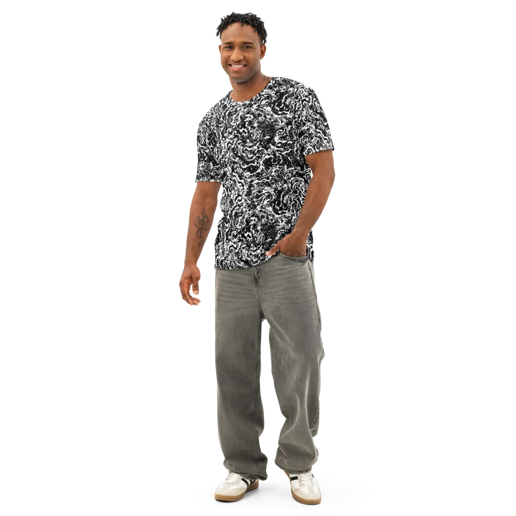 Midnight Static on Men's Cotton Crew Neck T-Shirt — Front