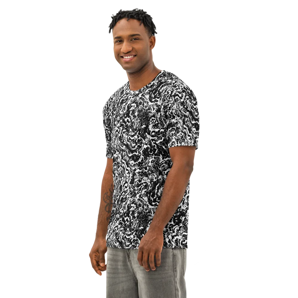 Midnight Static on Men's Cotton Crew Neck T-Shirt — Left Front