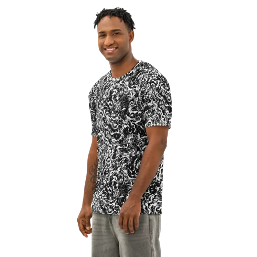Midnight Static on a Men's Cotton Crew Neck T-Shirt