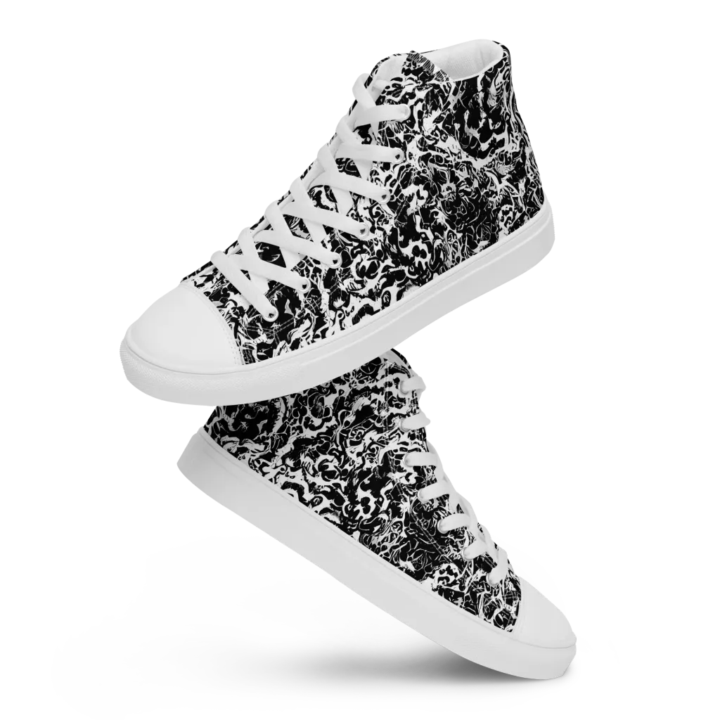 Midnight Static on Men's High Top Canvas Shoes — Front